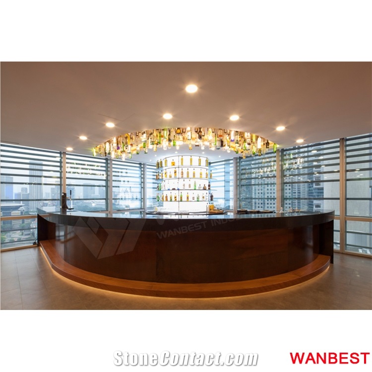 Custom Artificial Stone Round Restaurant Cafe Cocktail Table Bar Reception Counter
