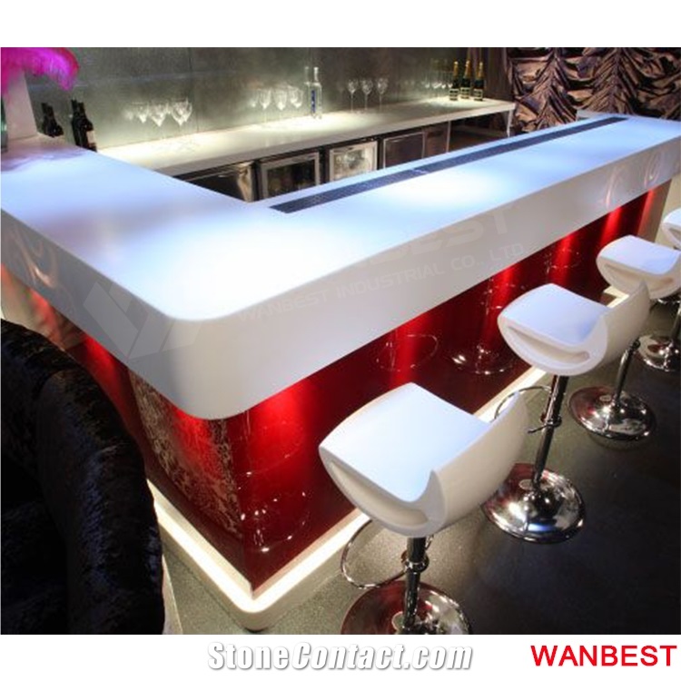 Custom Artificial Stone Round Restaurant Cafe Cocktail Table Bar Reception Counter