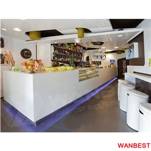 Factory Supply Solid Surface Restaurant Fast Food Cake Bread Bar Display Counter