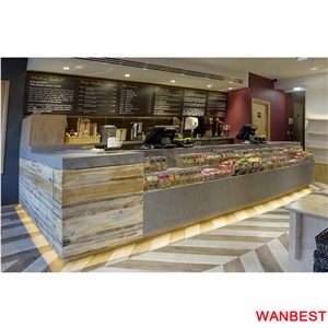 Factory Supply Solid Surface Restaurant Fast Food Cake Bread Bar Display Counter