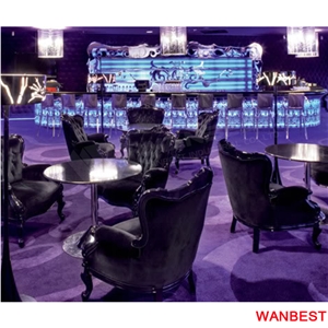 Luxury Flower Carved Led Lighting Artificial Stone Top Restaurant Coffee Bar Counter