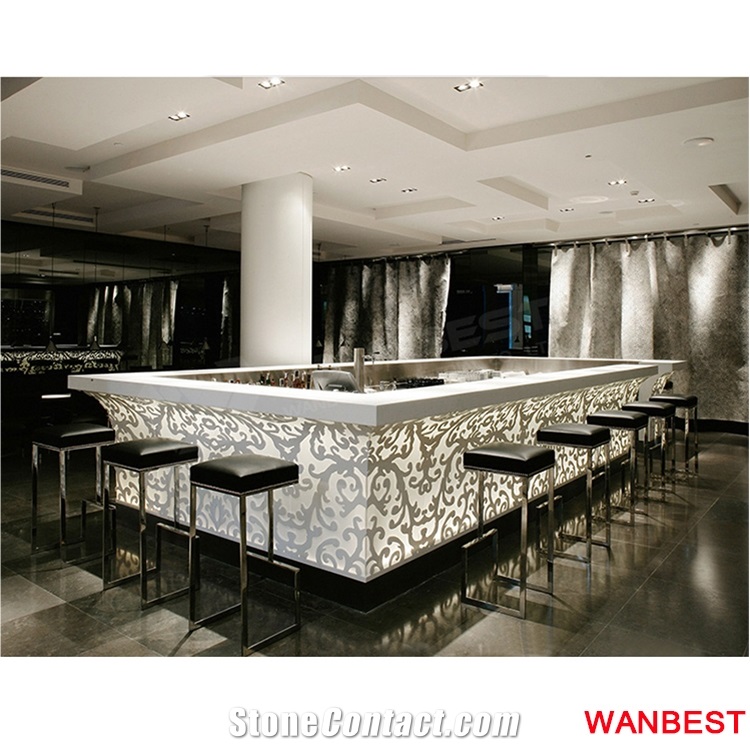 Luxury Solid Surface Led Lighted Nightclub Pub Wine Bar Counter Cocktail Table