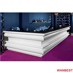 Modern Custom Artificial Stone White L Shape Nightclub Bar Counter Cashier Table
