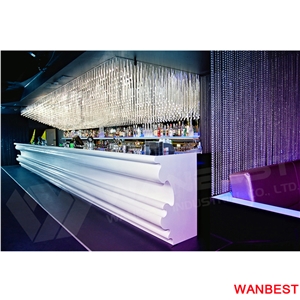 Modern Custom Artificial Stone White L Shape Nightclub Bar Counter Cashier Table