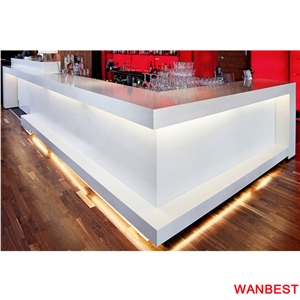 Modern Custom Artificial Stone White L Shape Nightclub Bar Counter Cashier Table