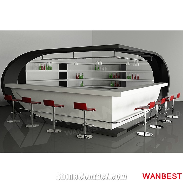 Modern Design Carved Led Nightclub Bar Counter with Stools Restaurant Table