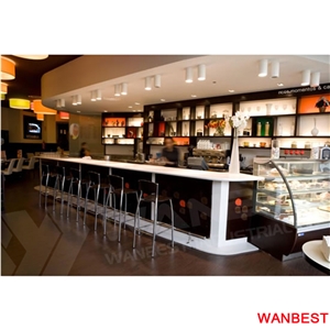 Modern Wooded and Artificial Stone Hotel Food Buffet Bar Dinner Display Self Service Counter for Restaurant