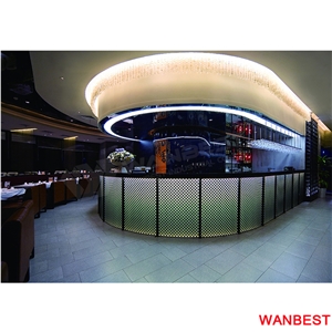 New Design Illuminated Led Round Restaurant Bar Table Front Information Counter