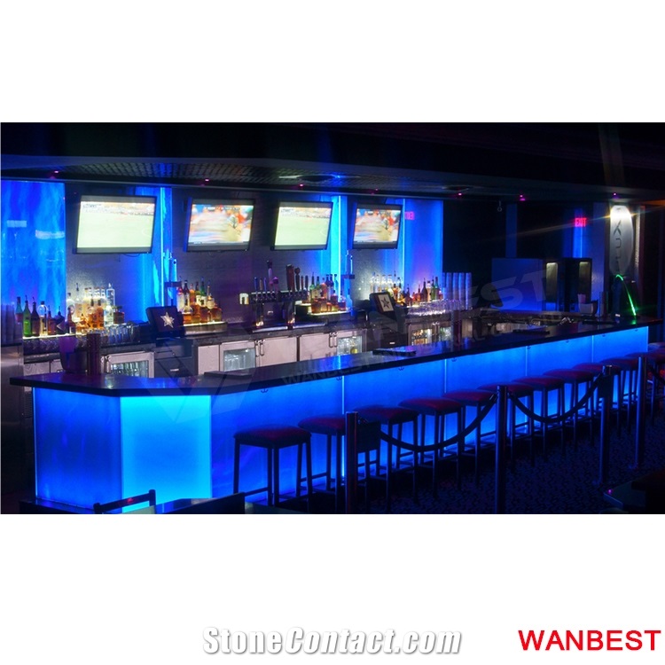New Design Illuminated Led Round Restaurant Bar Table Front Information Counter
