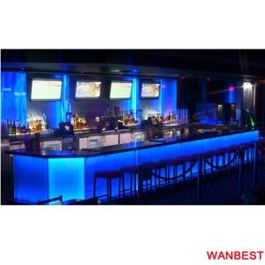 New Design Illuminated Led Round Restaurant Bar Table Front Information Counter