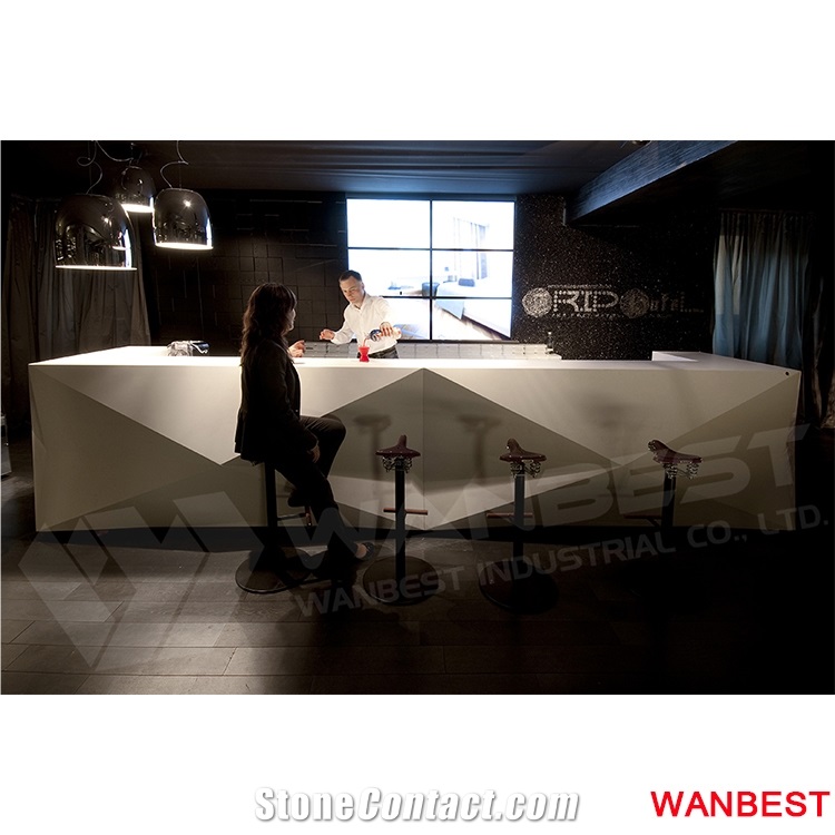 Top Quality Solid Surface White Coffee Shop Bar Reception Counter Front Table