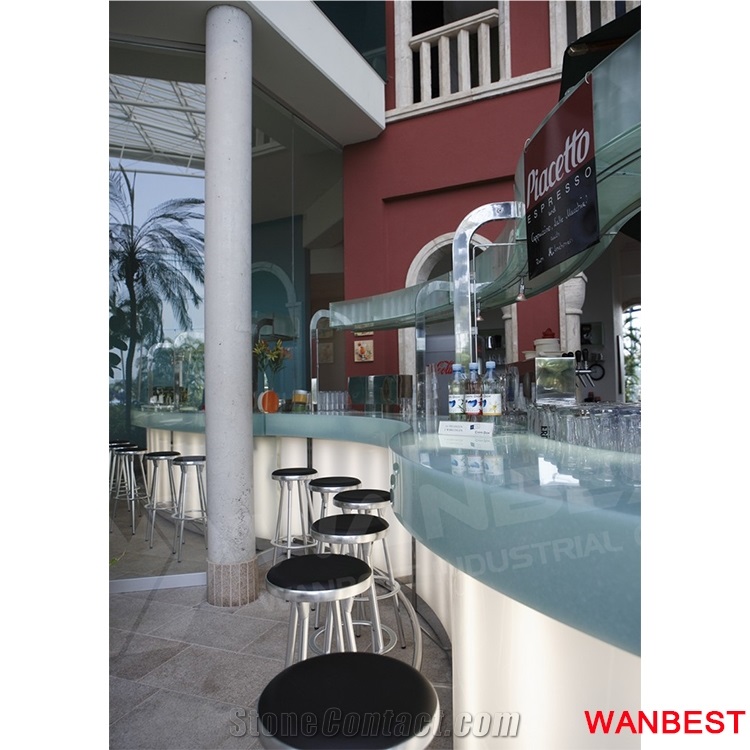 Wholesale Artificial Stone Outdoor Curved Bar Coffee Juice Counter Drinking Table