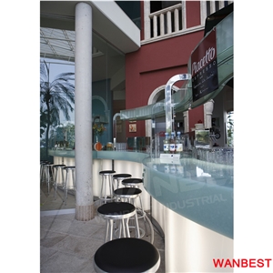 Wholesale Artificial Stone Outdoor Curved Bar Coffee Juice Counter Drinking Table