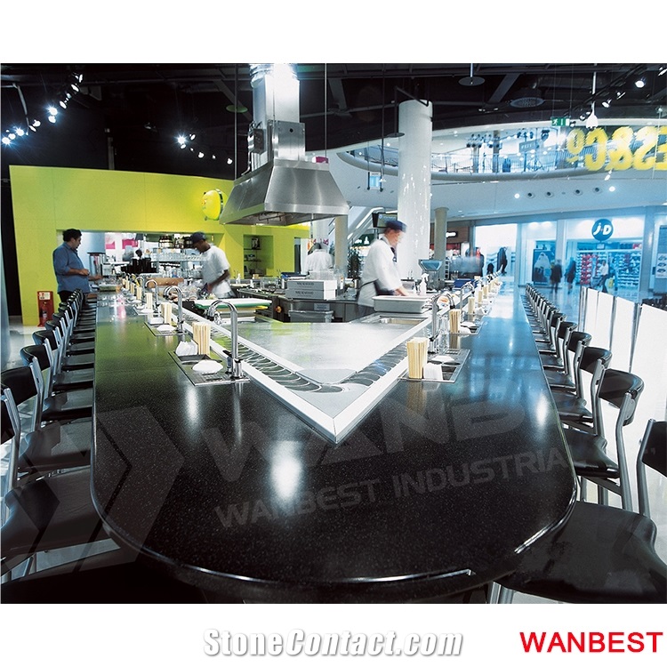 Wholesale Artificial Stone Outdoor Curved Bar Coffee Juice Counter Drinking Table