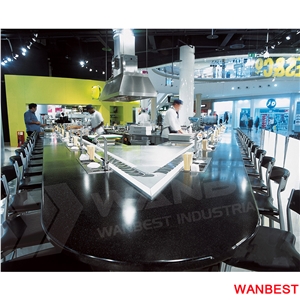 Wholesale Artificial Stone Outdoor Curved Bar Coffee Juice Counter Drinking Table