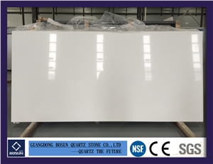 Artificial Quartz Stone Bs1001 Pure White Solid Surfaces Polished Slabs & Tiles Engineered Stone for Kitchen Bathroom Counter Top
