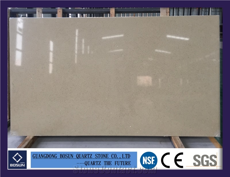 Artificial Quartz Stone Bs1311 Star Beige Solid Surfaces Polished Slabs & Tiles Engineered Stone for Kitchen Bathroom Counter Top