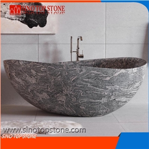 Juparana Granite Papillon Bathtub Concrete Wall, Hot Tub Epoque Stone Freestanding Tub Epoque
