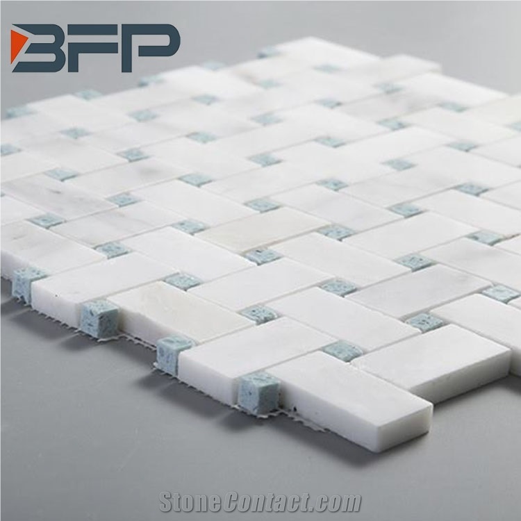 Cheapest White Stone Mosaic Tiles for Backsplash ,Marble Bathroom Floor Tiles