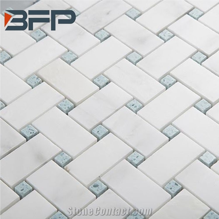 Cheapest White Stone Mosaic Tiles for Backsplash ,Marble Bathroom Floor Tiles