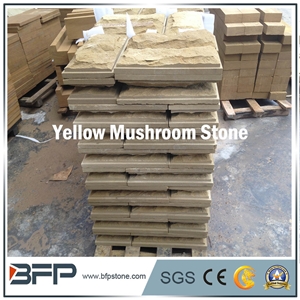 Chinese Golden Yellow Sandstone for Mushroom for Villa"S Exterior Wall Cladiing