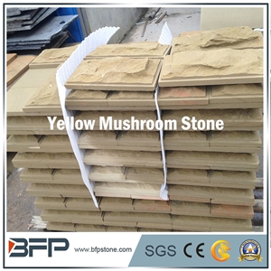Chinese Golden Yellow Sandstone for Mushroom for Villa"S Exterior Wall Cladiing