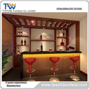 China Factory Artificial Marble Stone Quartz Stone Home Bar Countertops, Interior Stone Acrylic Solid Surface Small Home Bar Desk Tops Furniture