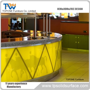 China Factory Artificial Marble Stone Quartz Stone Home Bar Countertops, Interior Stone Acrylic Solid Surface Small Home Bar Desk Tops Furniture