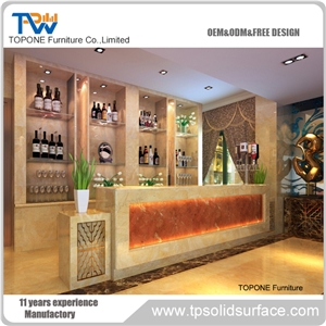 China Factory Artificial Marble Stone Quartz Stone Home Bar Countertops, Interior Stone Acrylic Solid Surface Small Home Bar Desk Tops Furniture