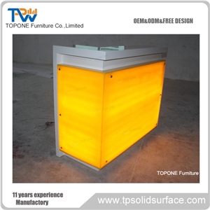 China Factory Supplier Small Led Lighted Home Bar Counter Tops, Interior Stone Acrylic Solid Surface Led Bar Counter Table Tops Design Home Furniture