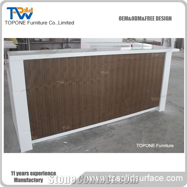 China Factory Supply Artificial Marble Stone Bar Counter Tops Wooden Bar Counter, Interior Stone Acrylic Solid Surface Bar Table Tops Wooden Bar Desk