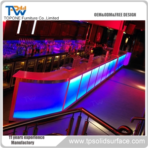 Custom Design Artificial Stone Bar Countertops, Interior Stone Acrylic Solid Surface Bar Table Top Furniture Design Oem