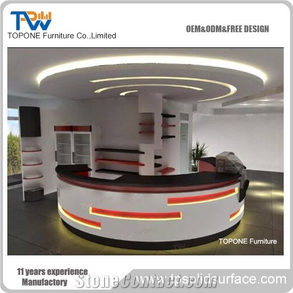 Round Acrylic Solid Surface Bar Counter Tops, Interior Stone Round Bar Counter with Acrylic Solid Surface Countertops Design, Bar Furniture Factory