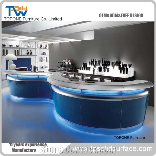 Round Acrylic Solid Surface Bar Counter Tops, Interior Stone Round Bar Counter with Acrylic Solid Surface Countertops Design, Bar Furniture Factory