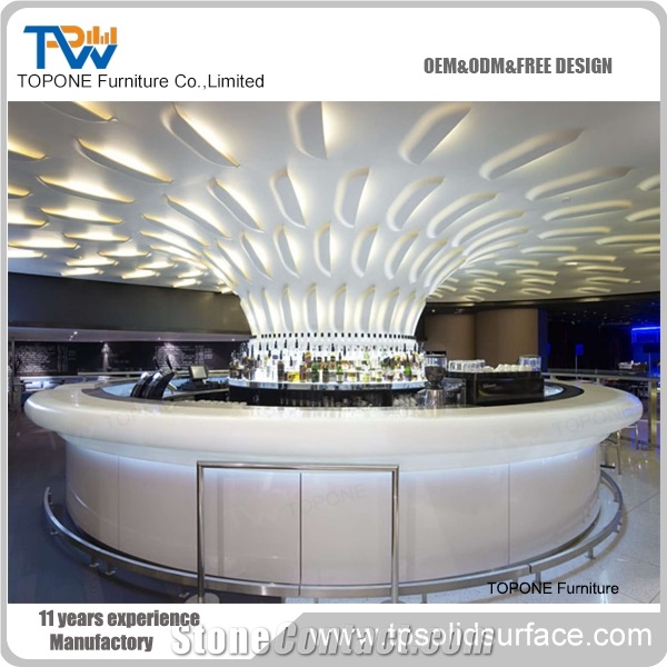 Round Acrylic Solid Surface Bar Counter Tops, Interior Stone Round Bar Counter with Acrylic Solid Surface Countertops Design, Bar Furniture Factory