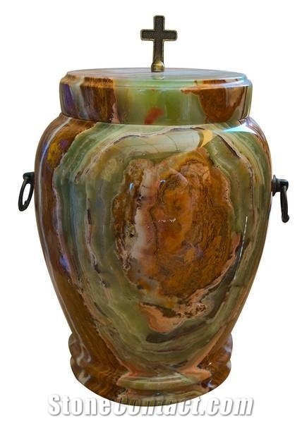Colossal Cremation Urn, Multi Green Onyx Urn