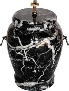 Colossal Cremation Urn with Black Zebra Marble
