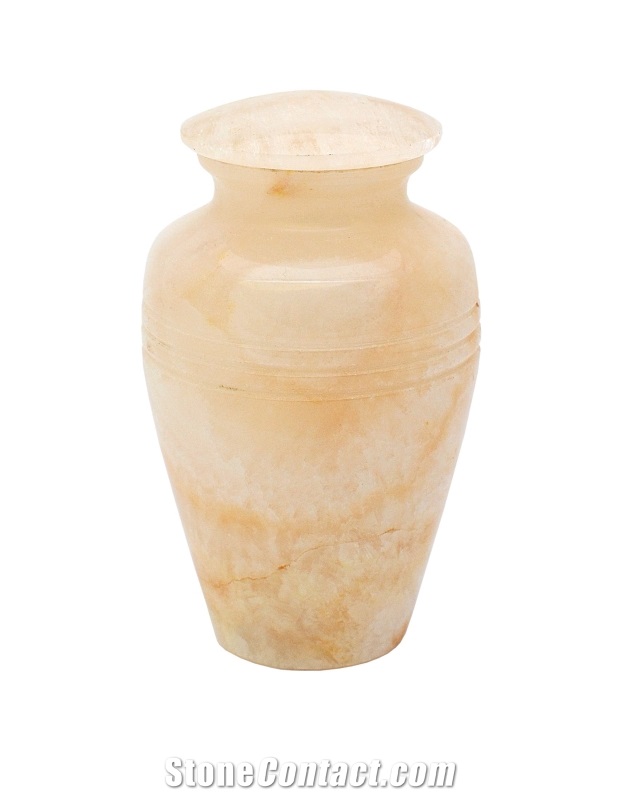 Crooked Cremation Urn,Creamy White Onyx Urn