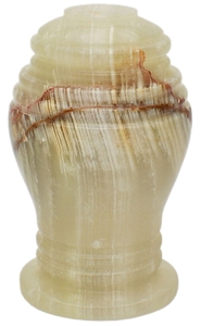 Curved Cremation Onyx, White Creamy Onyx Urn