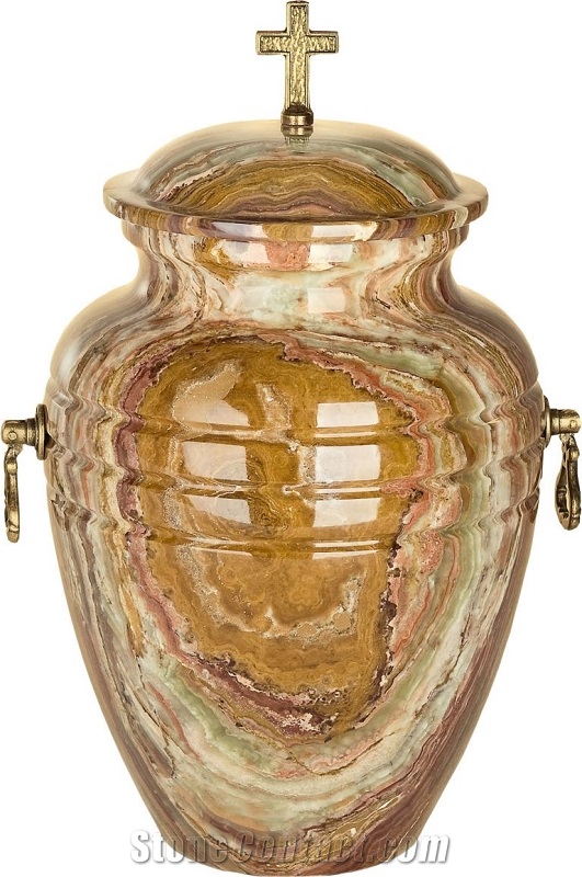 Modish Cremation Urn, Creamy White Onyx Urn, Pakistan White Jade Beige Onyx Cremation Urns