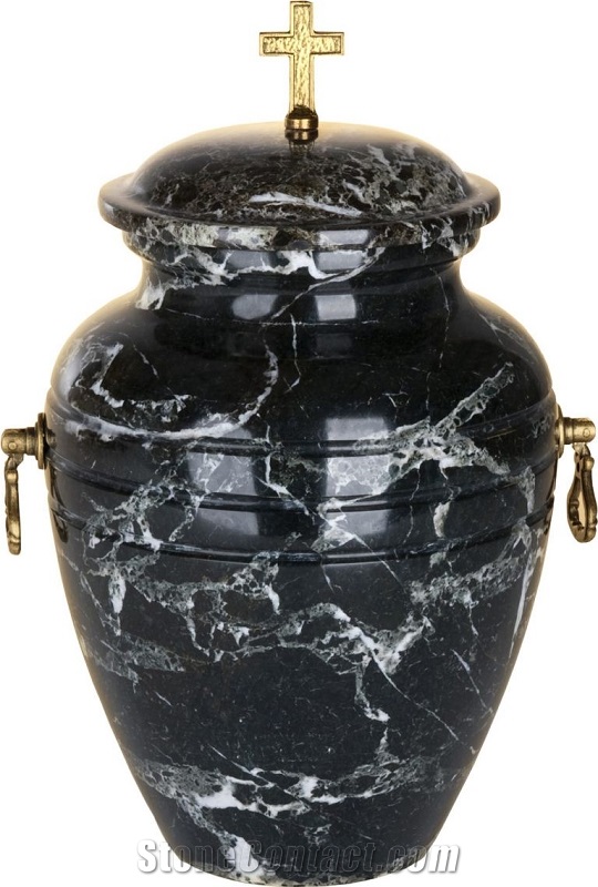 Modish Cremation Urn, Zebra Black Marble Cremation Urns
