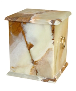 Prominent Cremation Urn, Creamy White Onyx Urn