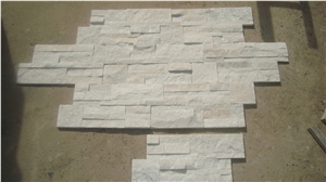 China Pure White Quartzite Stacked Stone Wall Cladding Panel Ledge Stone Split Face Tile Landscaping Interior & Exterior Culture Stone 35x18cm