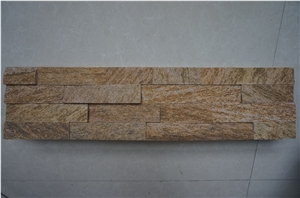 Gold Quartzite Stone (Gc-107 4 Rowstraight Side) /Culture Stone/Stone Veneer/Wall Stone/ Natural Quartzite