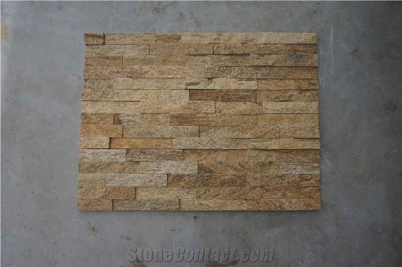 Gold Quartzite Stone (Gc-107 Straight Side-5 Rows) /Culture Stone/Stone Veneer/Wall Stone/ Natural Quartzite