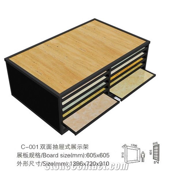 Metal Displays for Tile Marble Granite Slab Warehosue Storage Racks Flooring Tower Quartz Displays Page Spinning Displays for Hardwood Drawer Display