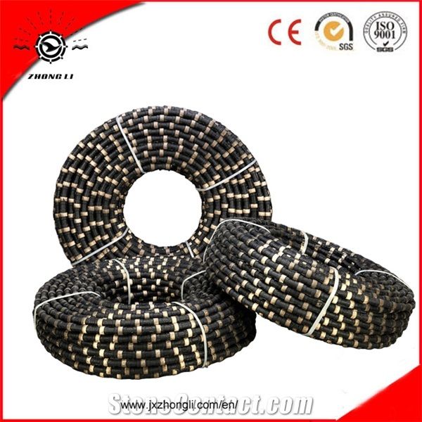 Rubber Spring Coating Diamond Abrasive Wire Saw for Granite Stone Quarrying with Sintered Beads
