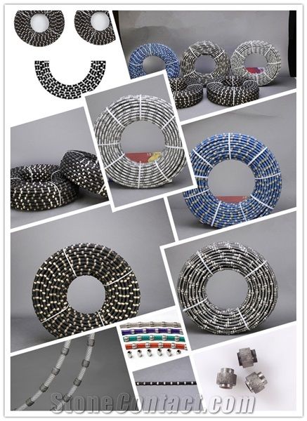 Rubber Spring Coating Diamond Abrasive Wire Saw for Granite Stone Quarrying with Sintered Beads