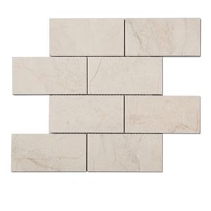 3x6 Cream Marfil Marble Brick Mosaic Tiles for Backsplash, Spanish Crema Marfil Marble Mosaic