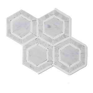 Carrara White and Greece Thassos White Marble Hexagon Floor Mosaic Tiles